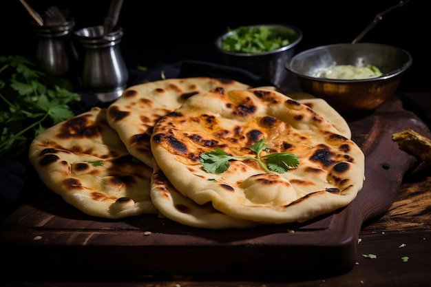 간단 한 두 가지 재료 Naan 인도 요리