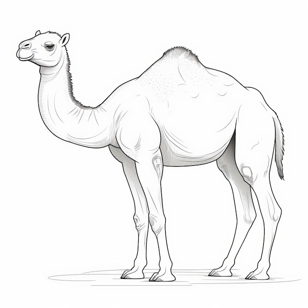 Photo simple vector camel coloring page monochrome outline illustration