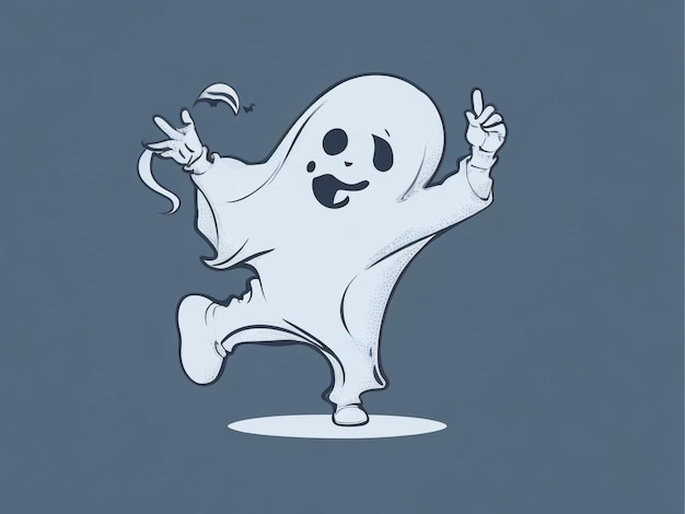 A simple vector cute dabbing Halloween ghost