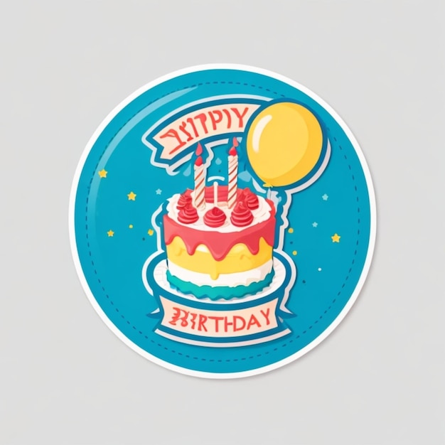 Photo simple vector happy birthday sticker