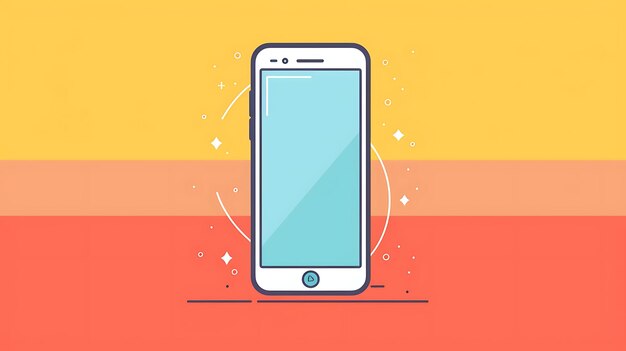 A simple vector illustration of a white smartphone on a colorful background