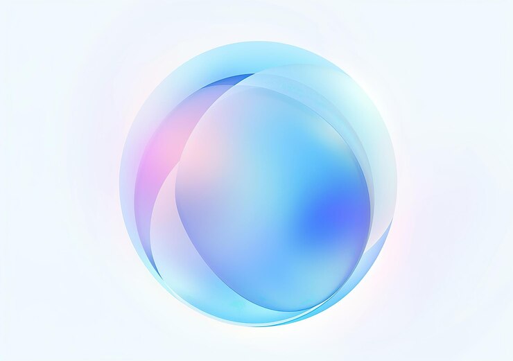 Photo a simple vector logo of three blue semitransparent spheres overlapping