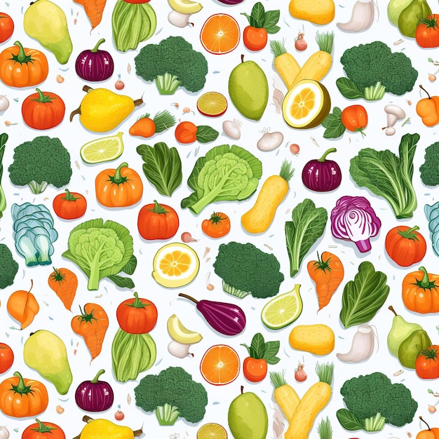 Photo simple vegetables illustration pattern