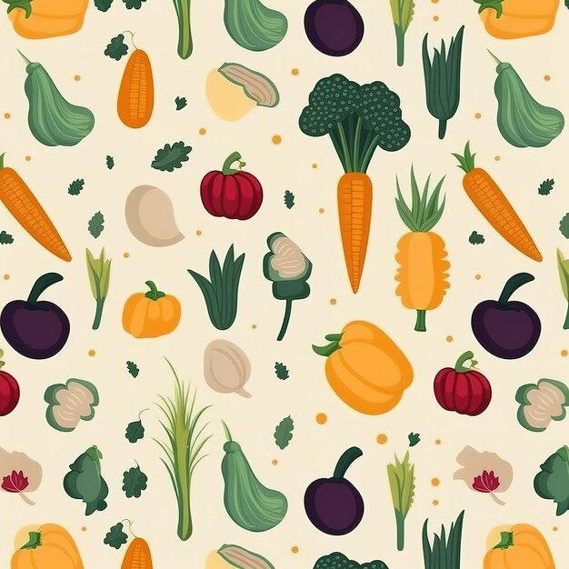 Photo simple vegetables illustration pattern