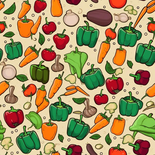 Photo simple vegetables illustration pattern