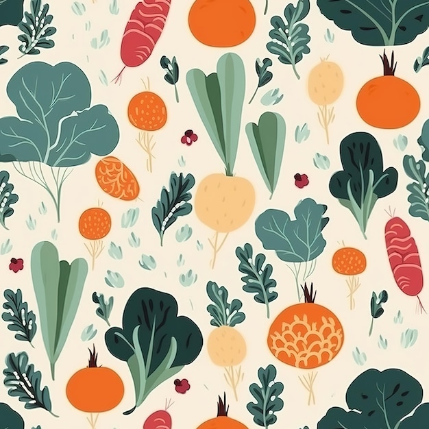 Photo simple vegetables illustration pattern
