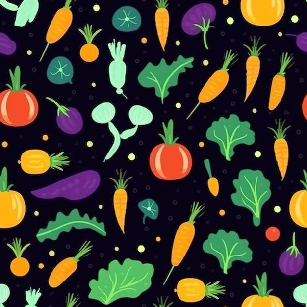 Photo simple vegetables illustration pattern