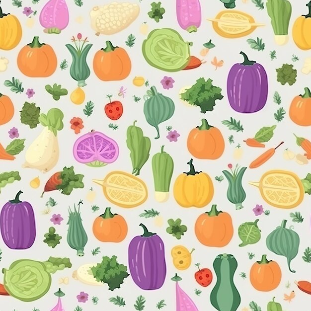 Photo simple vegetables illustration pattern