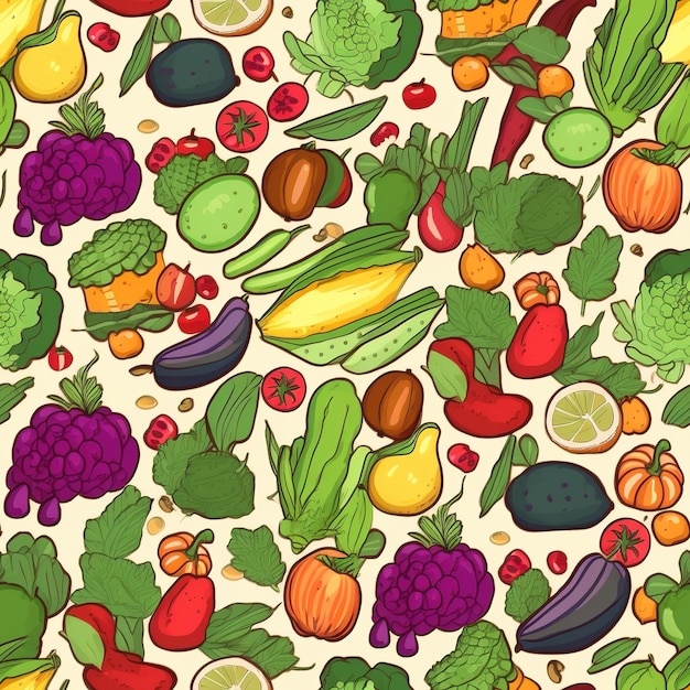 単純な野菜のイラストパターン