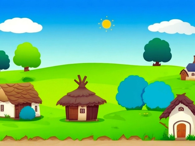 Simple Village Houses Background for Kids Story