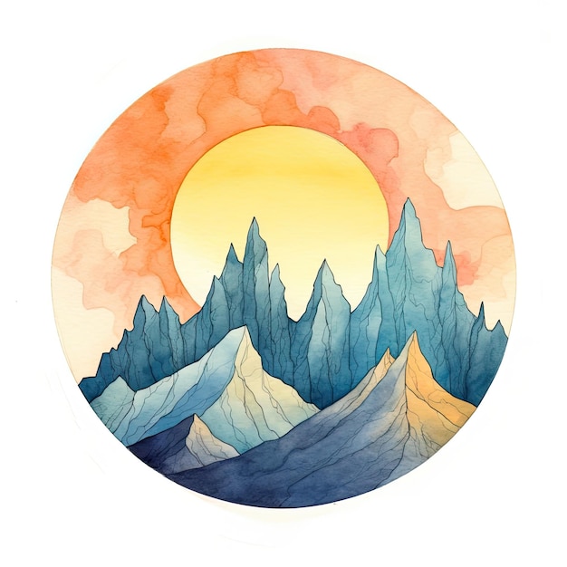 Photo simple watercolor mountains painting