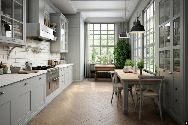 Фото Простая бело-серая кухня со стилем