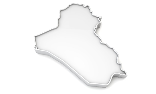 Simple white d map of iraq d rendering