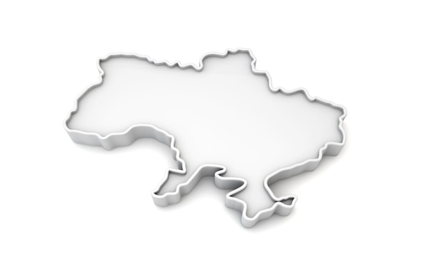 Simple white d map of ukraine d rendering