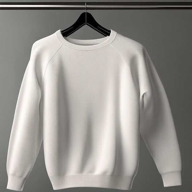 Foto un semplice maglione bianco gildan 1800 su un modello di appendiabiti generato dall'ia