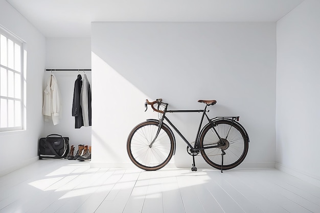 Simple white room with bike