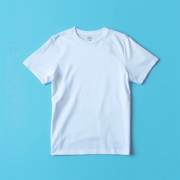 Simple White TShirt on Soft Blue Background AI Generative