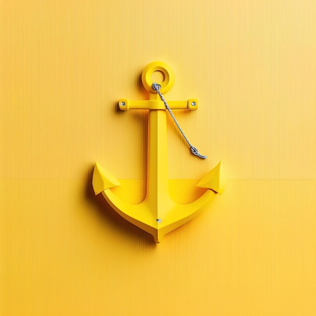 simple yellow anchor icon  on a bright yellow background, clean and minimalist digital art