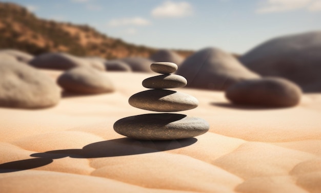 Photo a simple zen kokoro zen meditative focus on stone balance