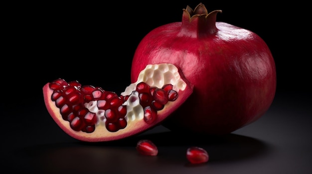 Simplicity in Pomegranate Minimalistic Cut Piece of Fresh Fruit AI