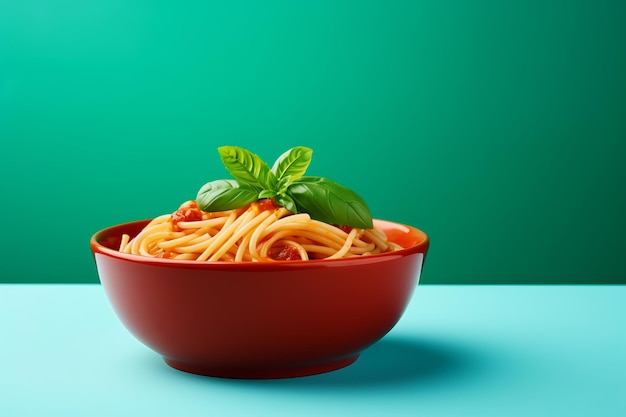 Simplicity and Vibrance Pasta Pomodoro Delight on a Green Table