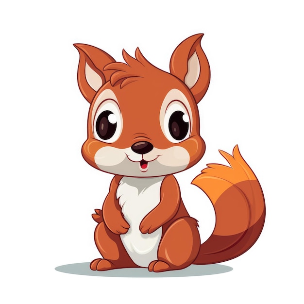 Simplicity and Whimsy Exploring Cartoon Squirrels with Vector Art and Simple Lines on a White Backg