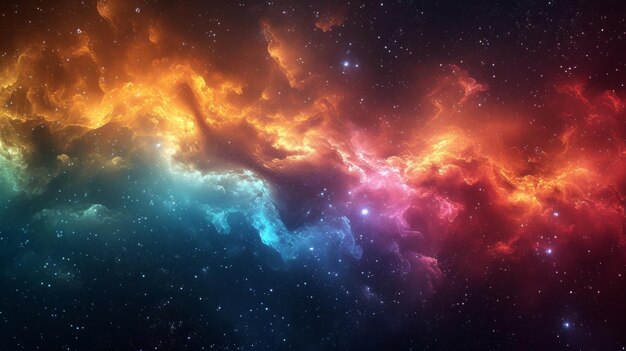 写真 単純化された星雲とガス雲は宇宙のパノラマに調和的に融合しています