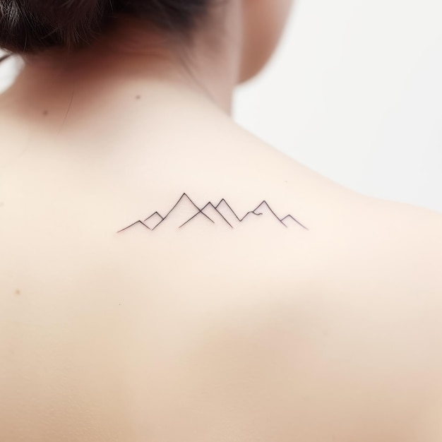 Photo simplistic cartoon mountain tattoo for women39s back