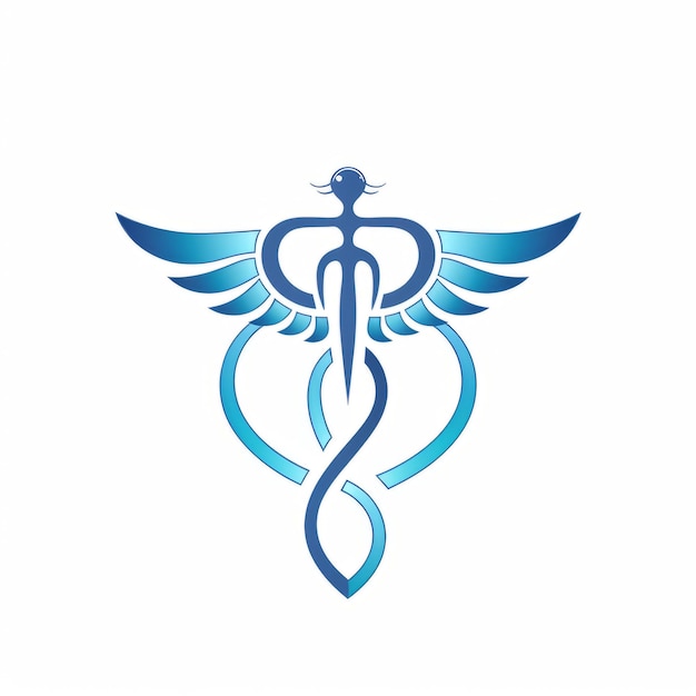 Foto simplificato design del logo a vettore piatto il logo della farmacia del progetto caduceus