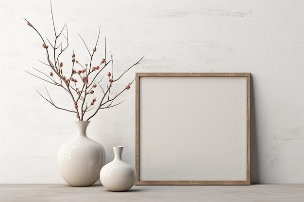 Simplistic Home Elegance Empty Frame and Vases