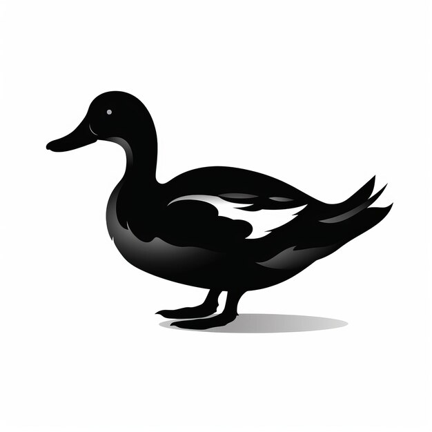 Simplistic Vector Art Black Duck Silhouette Illustration