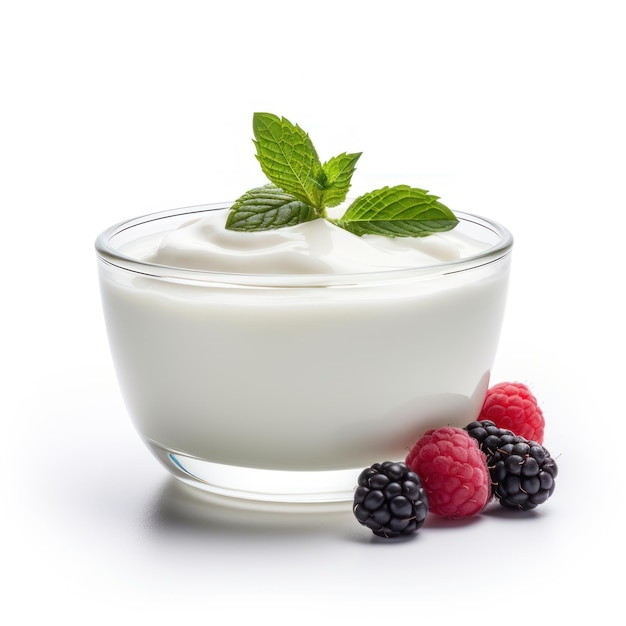 Simplistic Yogurt on White Background AI Generated