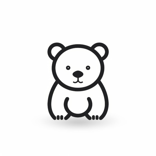 Simplistic Young Polar Bear Icon In Black Line