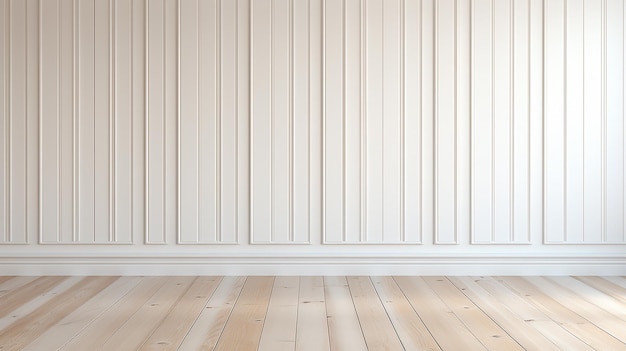 Simplistische elegantie, witte muur en lichtbruine houten vloer