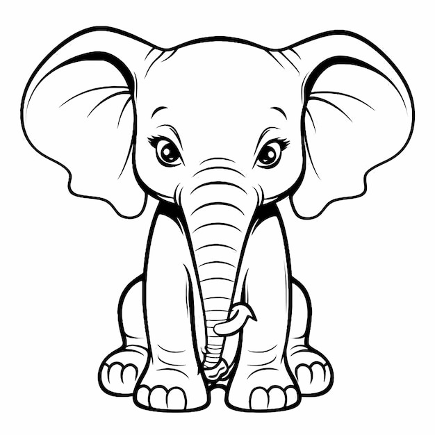 Simply Adorable Very Simple Elephant Coloring Page kids