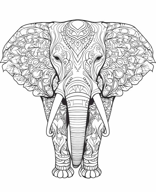 Photo simply elephants black and white coloring book kids