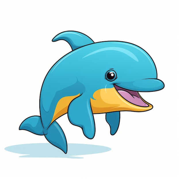 Simpsons-stijl Dolphin Flat Vector Cartoon Illustratie