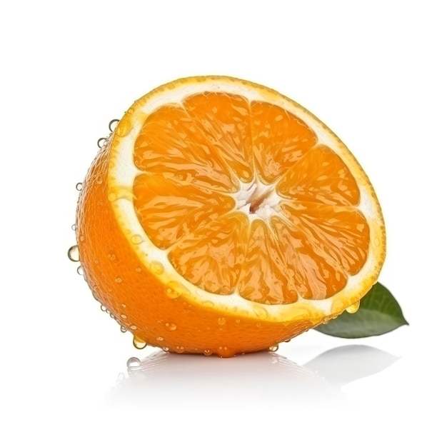 Sinaasappel die op witte achtergrond wordt geïsoleerd genereert ai