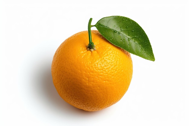 sinaasappel met blad op witte achtergrond