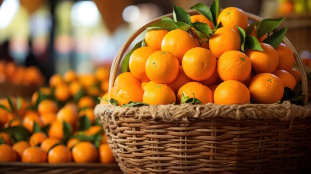 Sinaasappel op de mand bij marktfruit