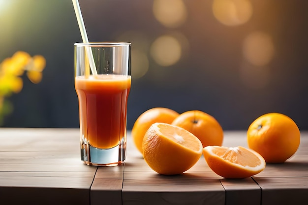 sinaasappelsap in een glas met een rietje erin