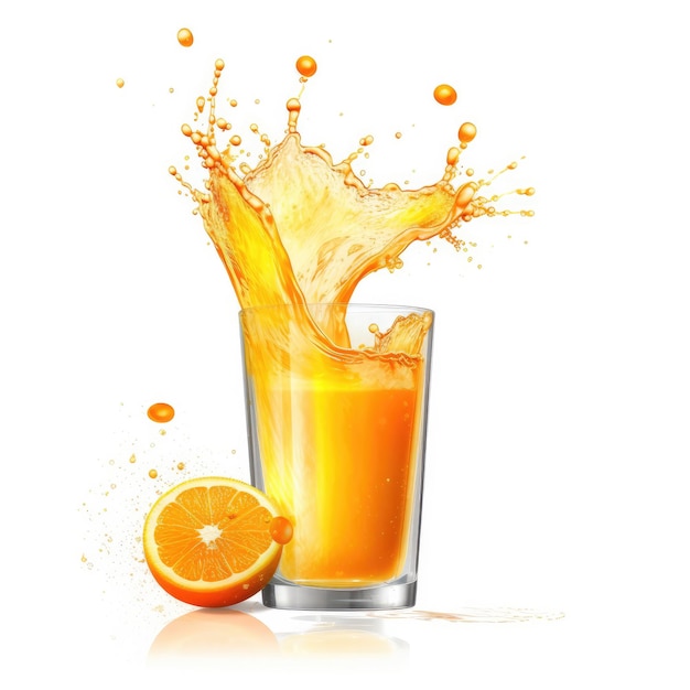 Sinaasappelsap met plonsen met oranje fruit in geïsoleerde witte achtergrond studio opname