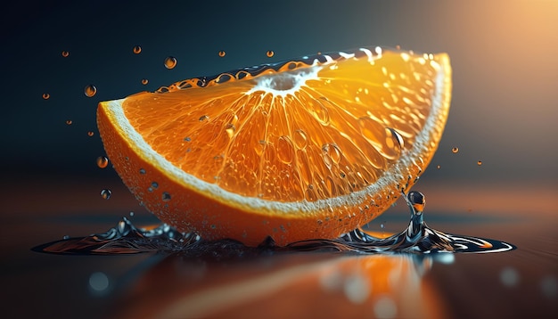 Sinaasappelschijf achtergrond Generatieve AI