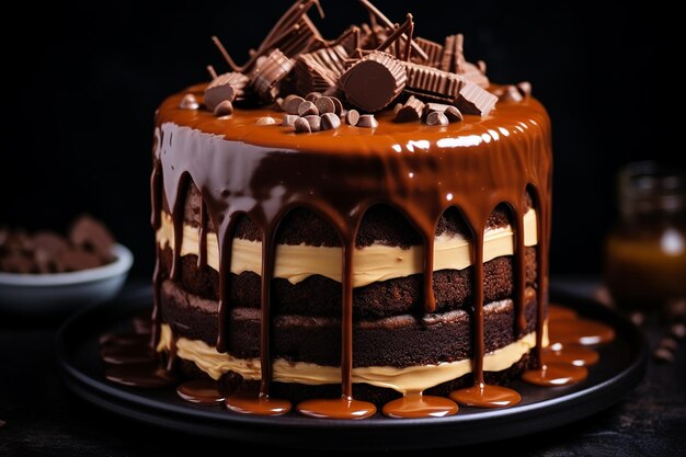Sinful Chocolate Cake with Caramel Drizzle