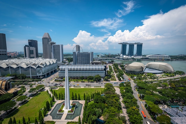 Singapore city skyline of business district downtown in daytime.