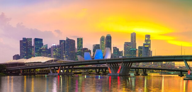 Singapore city skyline at night