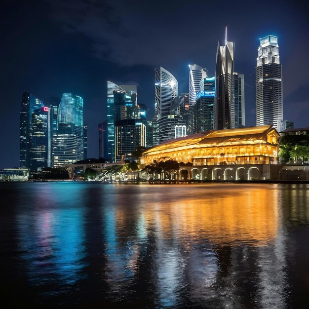 Singapore city skyline at night