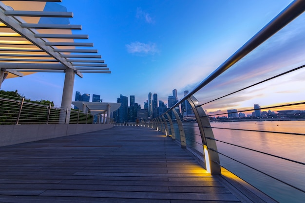 Singapore city twilight.