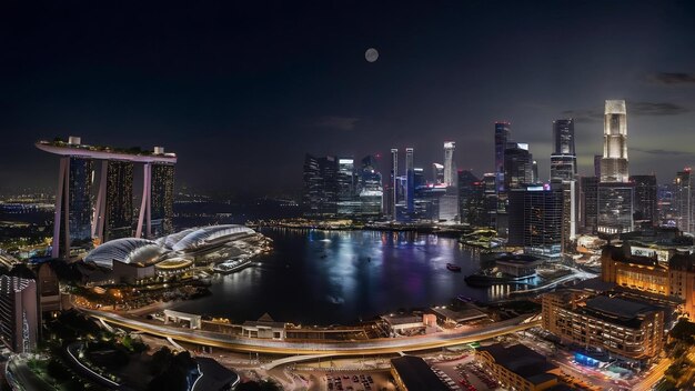 夜のシンガポールの都市風景