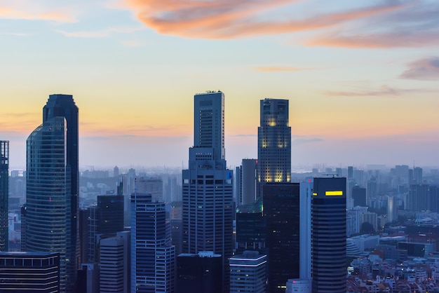 Сингапур города небоскребы на закате